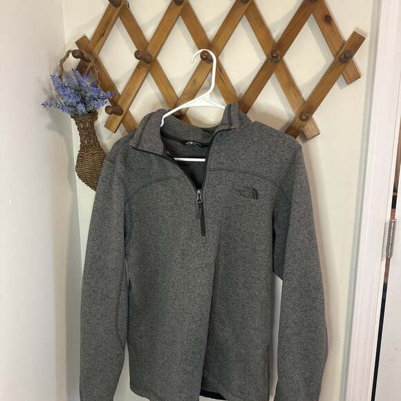 North Face Better Sweater Mens Small Grey Long Sleeve 1/4 Zip Fleece Lined - Picture 1 of 1